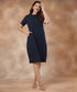 Linen Slip-On Navy Blue Dress
